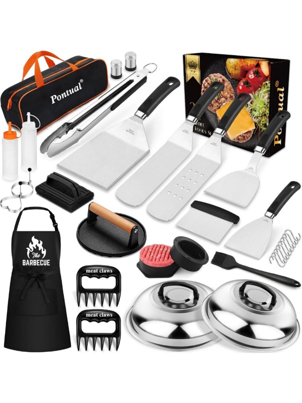 31-Piece Griddle Accessories Set - Spatula, Melting Domes, Burger Press & Apron